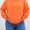 Schmutziger blauer Polka-Dot-Patchwork Rundhals-Pullover in Plus-Size-Größen - Foto 6