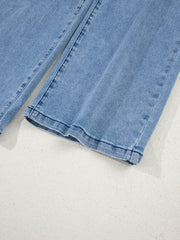 Beau Blue Western Washed Bow Knot Sash Wide Leg Jeans - Damesmode Afbeelding 8 - Miniatuur