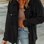 Zwart Contrast Flap Pockets Relaxed Shacket