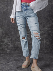 Jeans taille haute Slim Slim Slim Bleu Bleu Ciel - Miniatuur