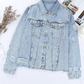 Veste en jean veste en jean à revers bleu ciel usée - Foto 5