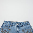 Dusk Blue Western Embroidery Stud Denim Shorts Sommar Vardagsklädsel - Thumbnail