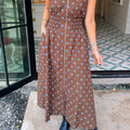 Black Polka Dot Print Contrast Trim V Neck Zip Up Sleeveless Dress - Damesmode Afbeelding 4 - Foto 4