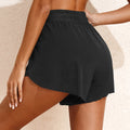Black High Waisted Drawstring 2-in-1 Side Pocket Color Block Bikini Shorts - Damesmode Afbeelding 2 - Foto 2