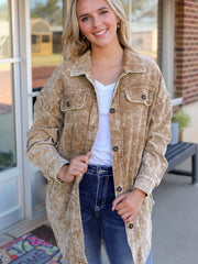 Shacket Vintage Vintage Minerale Degradato Oversized Shacket - Miniatuur
