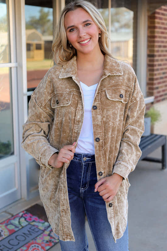 Shacket Vintage Vintage Minerale Degradato Oversized Shacket