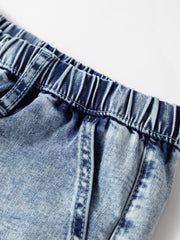 Jeans Ashleigh Blue Acid Wash Joint Out Joint Tight Waist Élastique - Damesmode Afbeelding 8 - Miniatuur