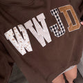 Grauer WWJD Mixed-Pattern-Patch Graphic Mock-Neck-Sweatshirt - Foto 5