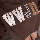 Gray WWJD Mixed Pattern Embroidered Patch Graphic Mock Neck Sweatshirt - Thumbnail