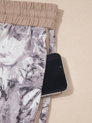Khaki Camo Woodland Print Kordelzug Active Shorts - Miniatuur