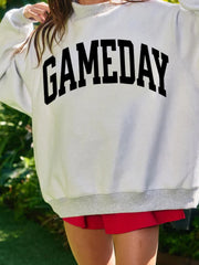 Hellgrauer FOOTBALL GAMEDAY doppelseitiger bedruckter hochausgeschnittener reversibler Pullover - Miniatuur