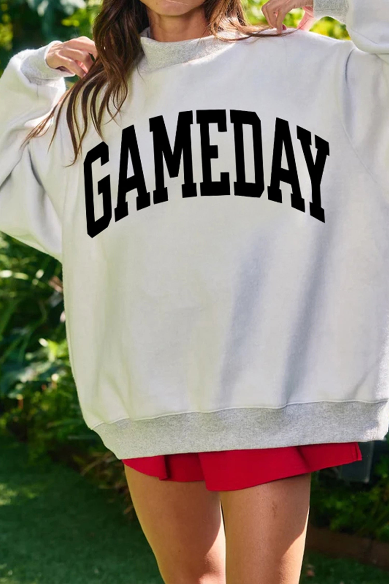 Hellgrauer FOOTBALL GAMEDAY doppelseitiger bedruckter hochausgeschnittener reversibler Pullover