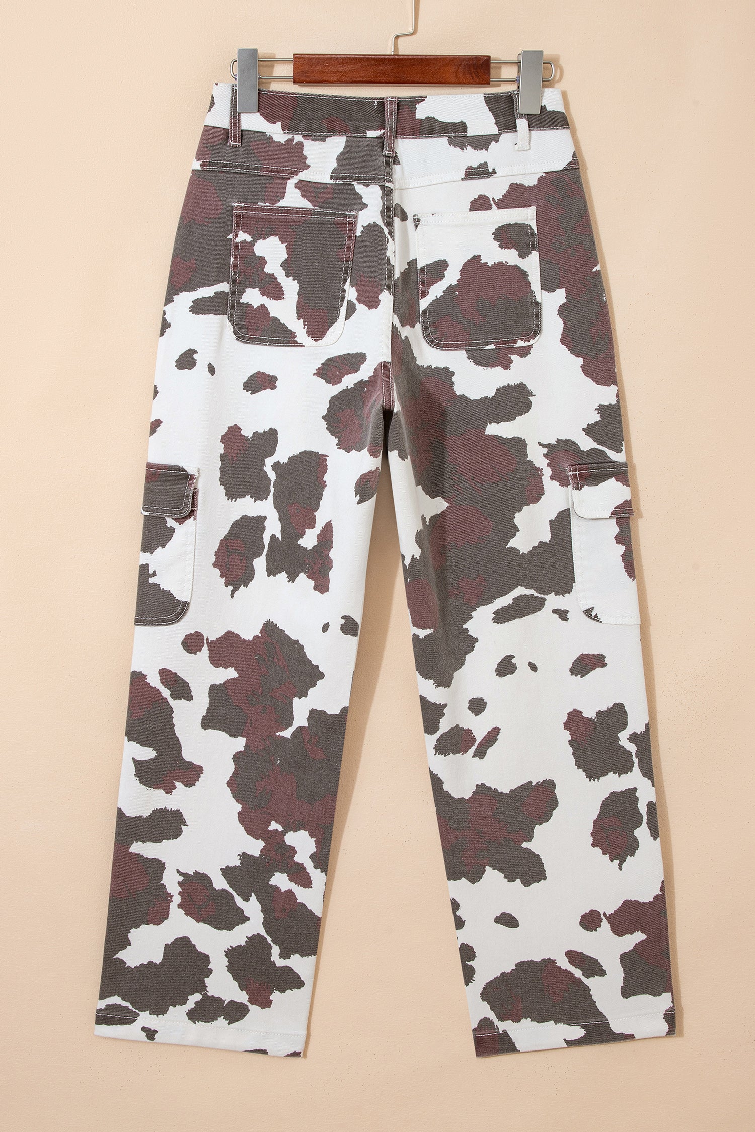 Brown Cow Spots Printed Multi Pocketed Jeans - Damesmode Afbeelding 4