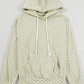 Grün karierter Muster mit Känguru-Taschen-Kordel-Hoodie - Foto 3