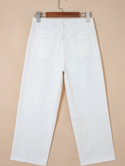 White Raw Hem Ankle-length Loose Jeans - Miniatuur