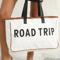 White Canvas Road Trip Tote Bag 50x15x30cm Summer Travel Carryall - Foto 2