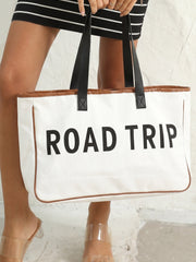 Weiße Canvas-Roadtrip-Tasche 50x15x30cm Sommerreise-Handtasche - Miniatuur