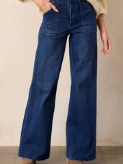 Snavsede blå Daily Fashion Straight Leg Mid-rise Shift Jeans - Miniatuur