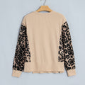 Gray Morn Leopard Ärmel Waffel-Stréck Split Hem Top - Foto 5