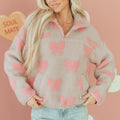 Szara Sherpa Quarter Zip Drop Bluza Bagy Shoulders - Foto 4