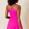 Rose Red Contrast Trim Neckline Active Shorts Attached One Piece Swim Dress - Foto 2