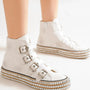 Beast Fashion Multi-Buckle Straps Studded Platform Sneakers