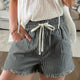 Zwart Stripe Raw Edge met Trekkoord Elastic Waist Casual Spijkerstof Shorts
