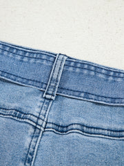 Beau Blue Western Washed Bow Knot Sash Wide Leg Jeans - Damesmode Afbeelding 6 - Miniatuur