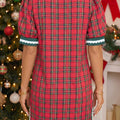 Rotes kariertes Mini-Kurzarmkleid im Shift-Stil - Foto 2