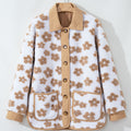 Liicht franséisch beige léif Blummenmuster Knäppchen-Fleece-Jackett - Foto 6