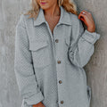 Gray Retro Quilted Flap Pocket Button Shacket - Foto 3