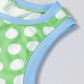 Canottiera a pois verdi a pois con rifinitura a contrasto e collo tondo - Foto 5