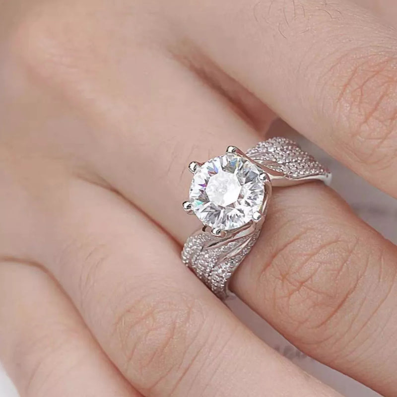 5 Carat Moissanite 925 Sterling Silver Ring | Redblad 18K Solid Gold & Certified Natural Diamond Fine Jewelry