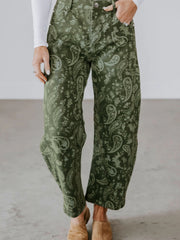Pantalon en denim Harem imprimé paisley vert - Miniatuur