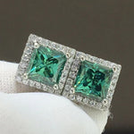 2 Carat Moissanite Square Stud Earrings | Redblad 18K Solid Gold & Certified Diamond Earrings