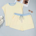 Clearly Aqua Plus Size Rippen-Farbblock-Trim-Kordel-Shorts 2-teiliges Set - Foto 6