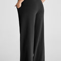 Pantalones de chándal de cintura alta y pierna ancha con cordón gris con costura - Foto 5