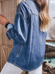 Tasche Western Patch Blu Vela Camicia di jeans a maniche lunghe - Miniatuur