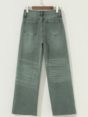 Vierblattklee, leicht verletzt, roher Rand, breite Jeans mit breiten Beinen - Miniatuur