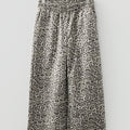 Brown Leopard Print Raw Hem Elastic Waist Loose Pull On Jeans - Damesmode Afbeelding 4 - Foto 4