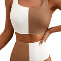 Pink-Corded Colorblock Bikini-Bikini-Badeanzug mit quadratem Ausschnitt - Foto 6