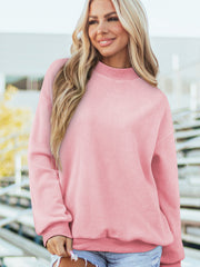 Dark Blue Oversize Drop Shoulder Reversible Mock Neck Sweatshirt - Miniatuur