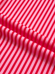 Chemise boutonnée rayée rouge Manches longues à poches patch Chemise décontractée - Miniatuur