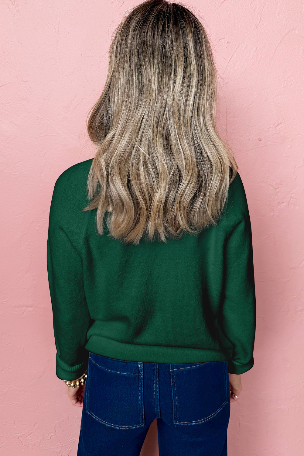 Blackish Green MERRY Letter Pattern Christmas Raglan Sleeve Sweater - Damesmode Afbeelding 2