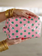 Light Pink Durable PVC Polka Dot Makeup Bag - Miniatuur