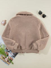 Chaqueta de invierno peluda con cremallera beige francesa clara - Miniatuur