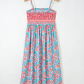 Sky Blue Bohemian Ethnic Print Spaghetti Straps Vacation Maxi Dress - Foto 6