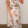 White Western Horseshoe Print U-Neck Sleeveless Midi Dress - Foto 1