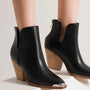 Beast Fashion Pointed Metal-Tip Toe Block Heel Ankle Boots