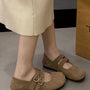 Double Buckle Straps Round Toe Slip-Ons